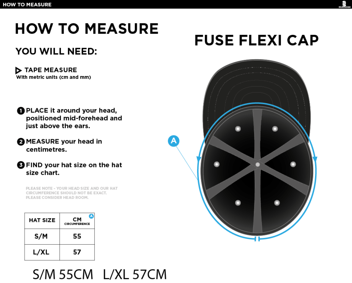 East & West Hendred CC - Fuse Flexi Cap - Size Guide