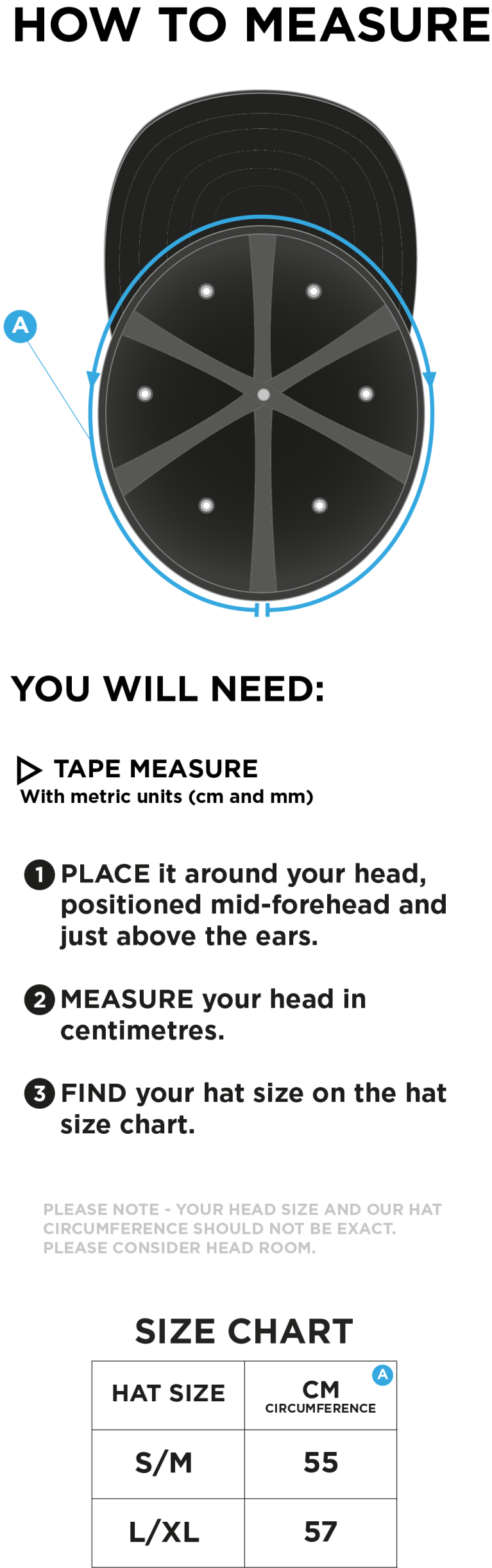 East & West Hendred CC - Fuse Flexi Cap - Size Guide